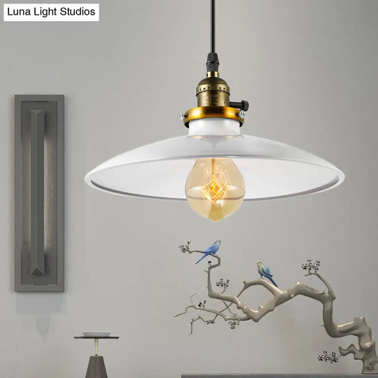Industrial Style Saucer Metal Pendant Ceiling Light In Black/White - Perfect For Living Room White