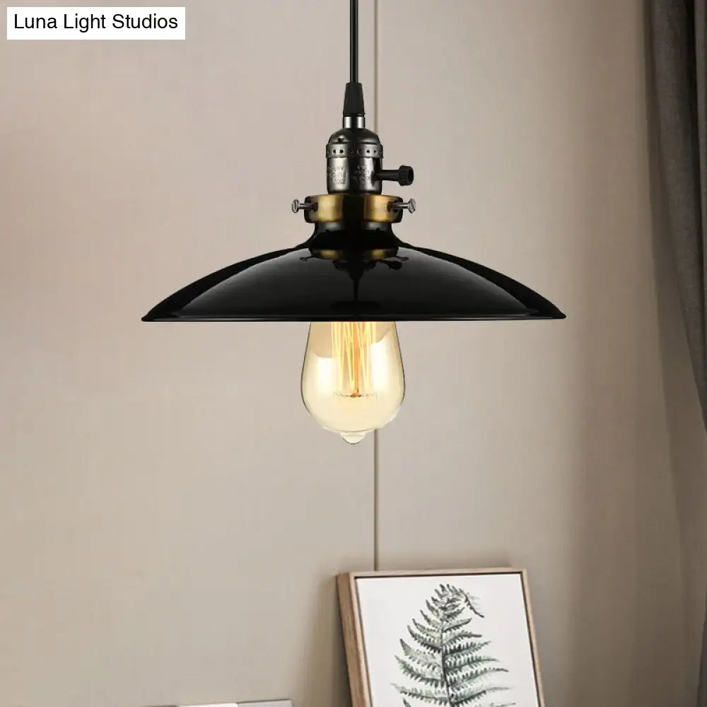 Industrial Style Saucer Metal Pendant Ceiling Light In Black/White - Perfect For Living Room