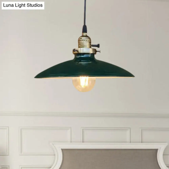 Industrial Style Saucer Metal Pendant Ceiling Light In Black/White For Living Room