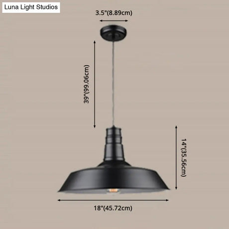 Industrial Style Shaded Pendant Light Fixture For Dining Room