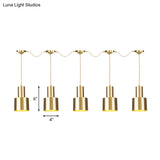 Industrial-Style Tandem Ceiling Pendant Lamp With Metal Gold Finish (3/5/7 Heads)