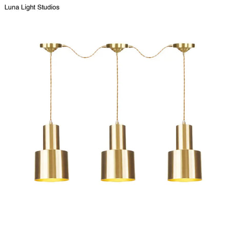Industrial-Style Tandem Ceiling Pendant Lamp With Metal Gold Finish (3/5/7 Heads)