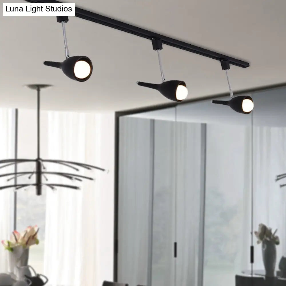 Industrial Stylish Bell Track Light - 3-Light Metallic Rotatable Semi Flush Mount Spotlight For