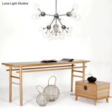 Industrial Stylish Glass Diamond Pendant Light Chandelier - 3/9/12 Bulbs Amber/Clear
