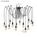 Industrial Swag Hanging Lamp With Exposed Bulb - Black Metal Pendant Light (2/3 Heads)