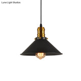 Industrial Tapered Pendant Light - 8.5’/10’/12’ Wide 1-Light Metal Hanging Lamp In Black For