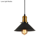 Industrial Tapered Pendant Light - 8.5’/10’/12’ Wide 1-Light Metal Hanging Lamp In Black For