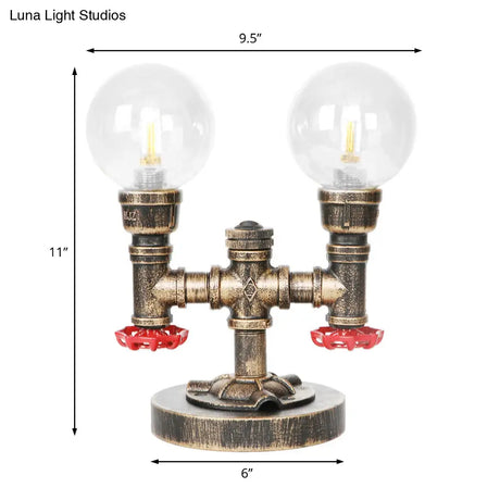Industrial Task Lighting - Clear/Amber Glass Desk Lamp With Antique Bronze Base