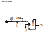 Industrial Twisted Pipe Wall Light Fixture - 5-Head Iron Mount Sconce For Bedroom Black/Bronze