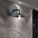 Industrial Vintage Metal Wall Light Fixture - Flat Shade 1-Light Sconce For Bedroom In Black