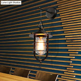 Industrial Wall Mounted Light With Clear Glass For Porch: Caged Black Bulb Fixture