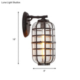 Industrial Wall Mounted Outdoor Lamp With Seedy Glass And Single Bulb In Black/Bronze 5.5-8 Wide