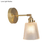 Industrial Wall Mounted Swing Arm Reading Light With Blossom/Bowl Clear Glass Shade - Iron Brass