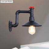 Industrial Wall Sconce With Metallic Black Finish And Conic Shade