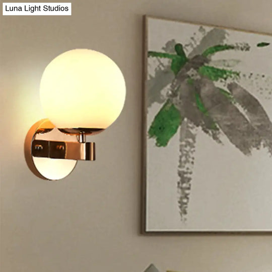 Industrial Wall Sconce With Opal Glass And 1 Light - Chrome/Gold Finish For Bedroom Lighting