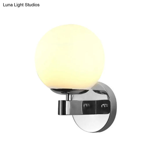 Industrial Wall Sconce With Opal Glass And 1 Light - Chrome/Gold Finish For Bedroom Lighting