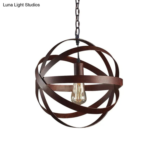 Copper Pendant Light: Weathered Industrial Metal - One Bulb Hanging Lamp For Living Room
