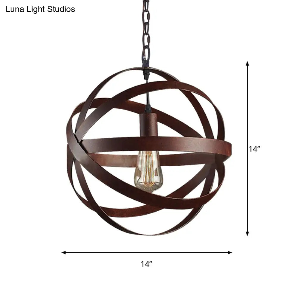 Copper Pendant Light: Weathered Industrial Metal - One Bulb Hanging Lamp For Living Room