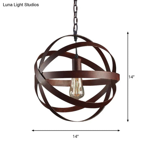 Copper Pendant Light: Weathered Industrial Metal - One Bulb Hanging Lamp For Living Room