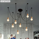 Industrial Wood Dining Room Pendant Lamp With Exposed Bulb And Swag Design
