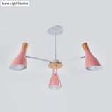 Iron Bias-Cut Bottle Chandelier - Macaron Style Pendant Light For Living Room