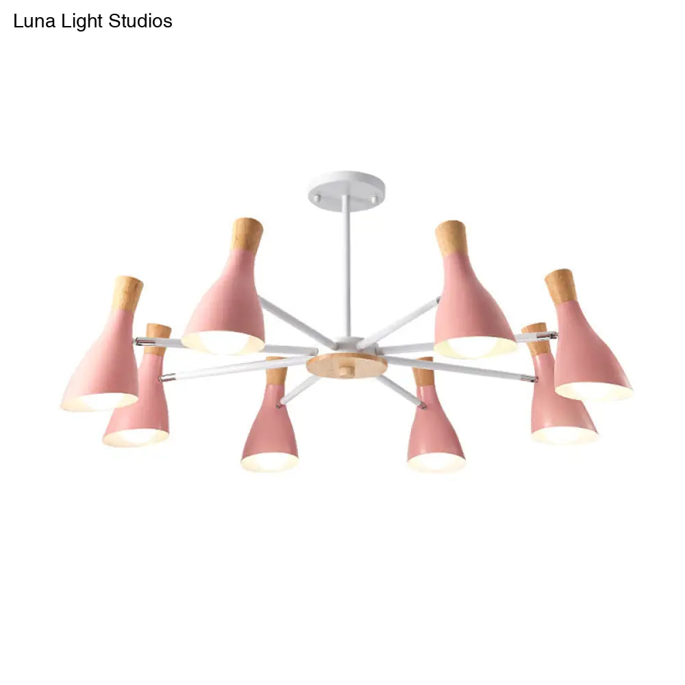 Iron Bias-Cut Bottle Chandelier - Macaron Style Pendant Light For Living Room