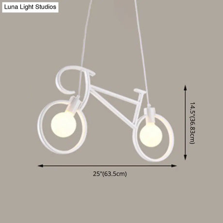 Iron Bicycle Chandelier - Vintage 2 Light Pendant For Dining Table