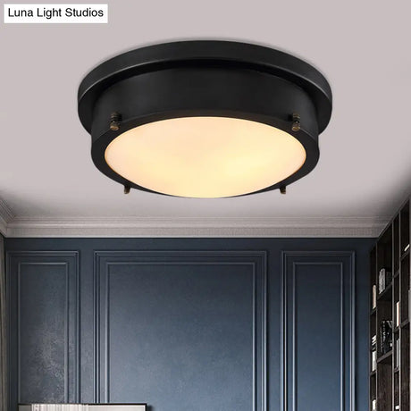 Iron Black Circle Led Flush Mount Light For Corridor - 10’/14’ Warm/White/3 Color Options