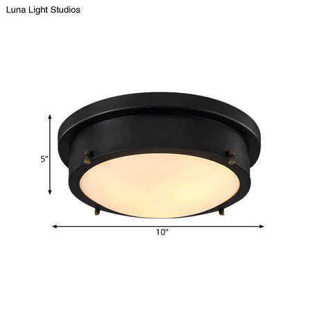 Iron Black Circle Led Flush Mount Light For Corridor - 10’/14’ Warm/White/3 Color Options