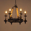 Iron Candle Chandelier Light Fixture - 6/8 Heads Black Dining Room Hanging Ceiling 6 /