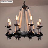 Iron Candle Chandelier Light Fixture - 6/8 Heads Black Dining Room Hanging Ceiling