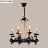 Iron Candle Chandelier Light Fixture - 6/8 Heads Black Dining Room Hanging Ceiling