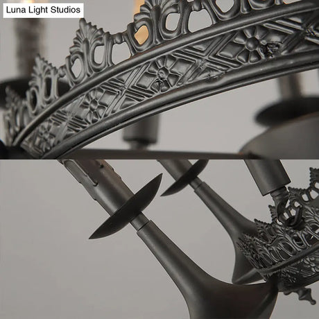 Iron Candle Chandelier Light Fixture - 6/8 Heads Black Dining Room Hanging Ceiling