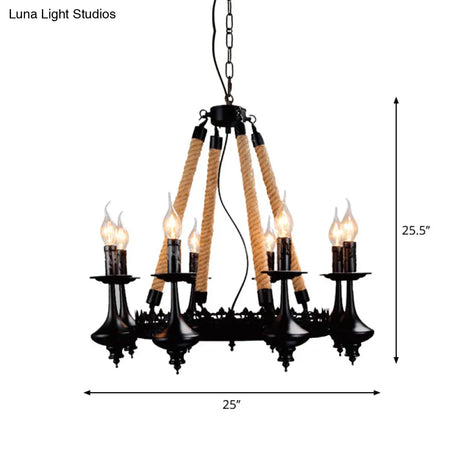 Iron Candle Chandelier Light Fixture - 6/8 Heads Black Dining Room Hanging Ceiling