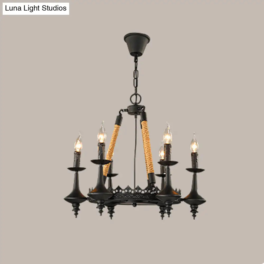 Iron Candle Chandelier Light Fixture - 6/8 Heads Black Dining Room Hanging Ceiling
