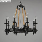 Iron Candle Chandelier Light Fixture - 6/8 Heads Black Dining Room Hanging Ceiling