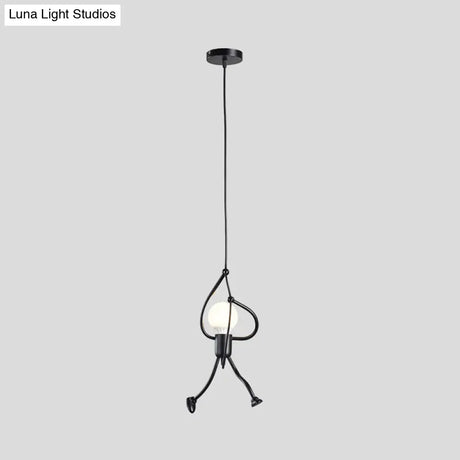 Iron Climbing Man Single-Bulb Pendant Light - Stylish Black Ceiling Decor