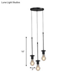Iron Exposed Bulb Drapes Ceiling Light Loft Pendant Lighting - Black 5/10 Heads Bistro Multi