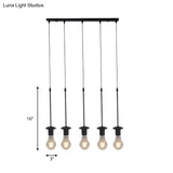 Iron Exposed Bulb Drapes Ceiling Light Loft Pendant Lighting - Black 5/10 Heads Bistro Multi