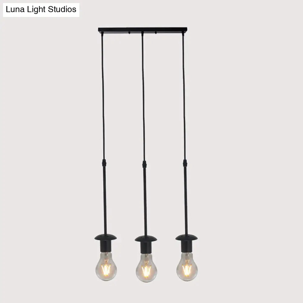 Iron Exposed Bulb Drapes Ceiling Light Loft Pendant Lighting - Black 5/10 Heads Bistro Multi