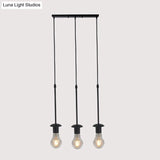 Iron Exposed Bulb Drapes Ceiling Light Loft Pendant Lighting - Black 5/10 Heads Bistro Multi