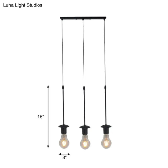 Iron Exposed Bulb Ceiling Light With 5/10 Heads In Black - Perfect For Loft Bistro And More