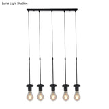 Iron Exposed Bulb Drapes Ceiling Light Loft Pendant Lighting - Black 5/10 Heads Bistro Multi