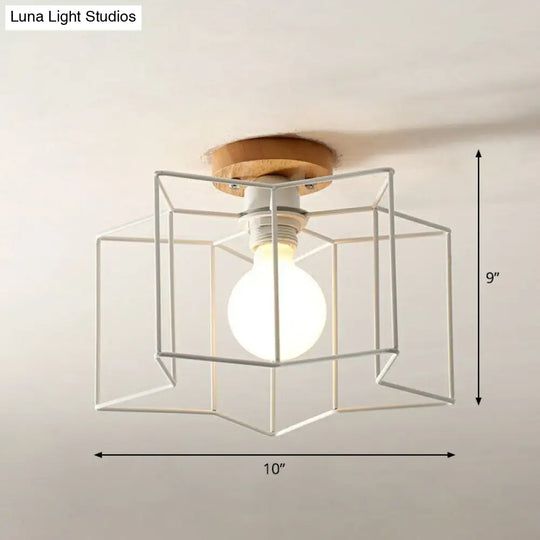 Iron Geometric Semi-Flushmount Ceiling Light For Entryways White / Star