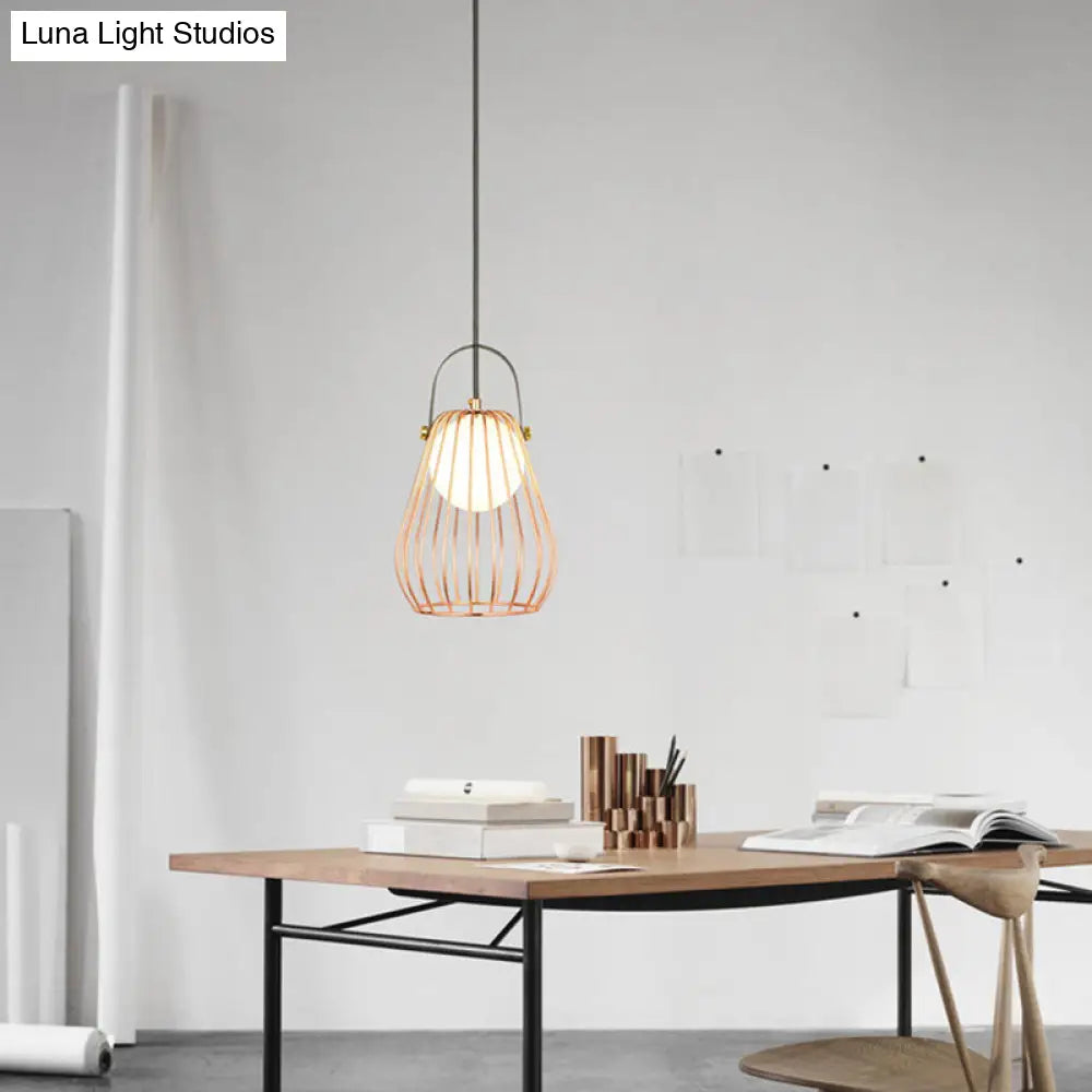 Iron Hanging Pendant Ceiling Light For Bedroom - Industrial Pear Shape