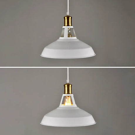 Iron Hanging Pendant Light Fixture For Restaurants - Single Ceiling Pot Cover Lamp White / 10.5