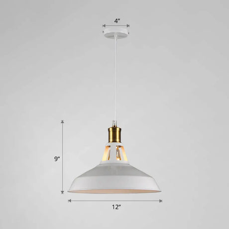 Iron Hanging Pendant Light Fixture For Restaurants - Single Ceiling Pot Cover Lamp White / 12