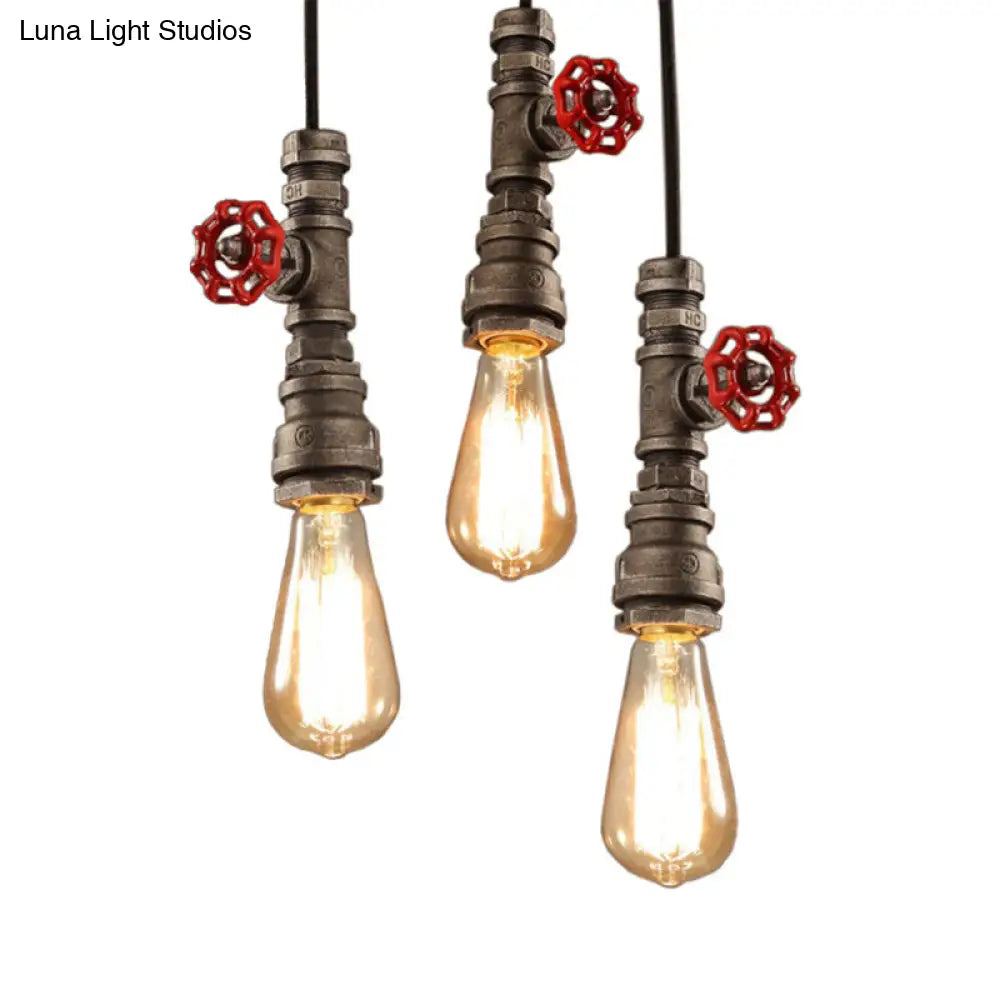 Industrial Iron Exposed Bulb Pendant Ceiling Light - Bronze Finish 1-Light Restaurant Down Lighting