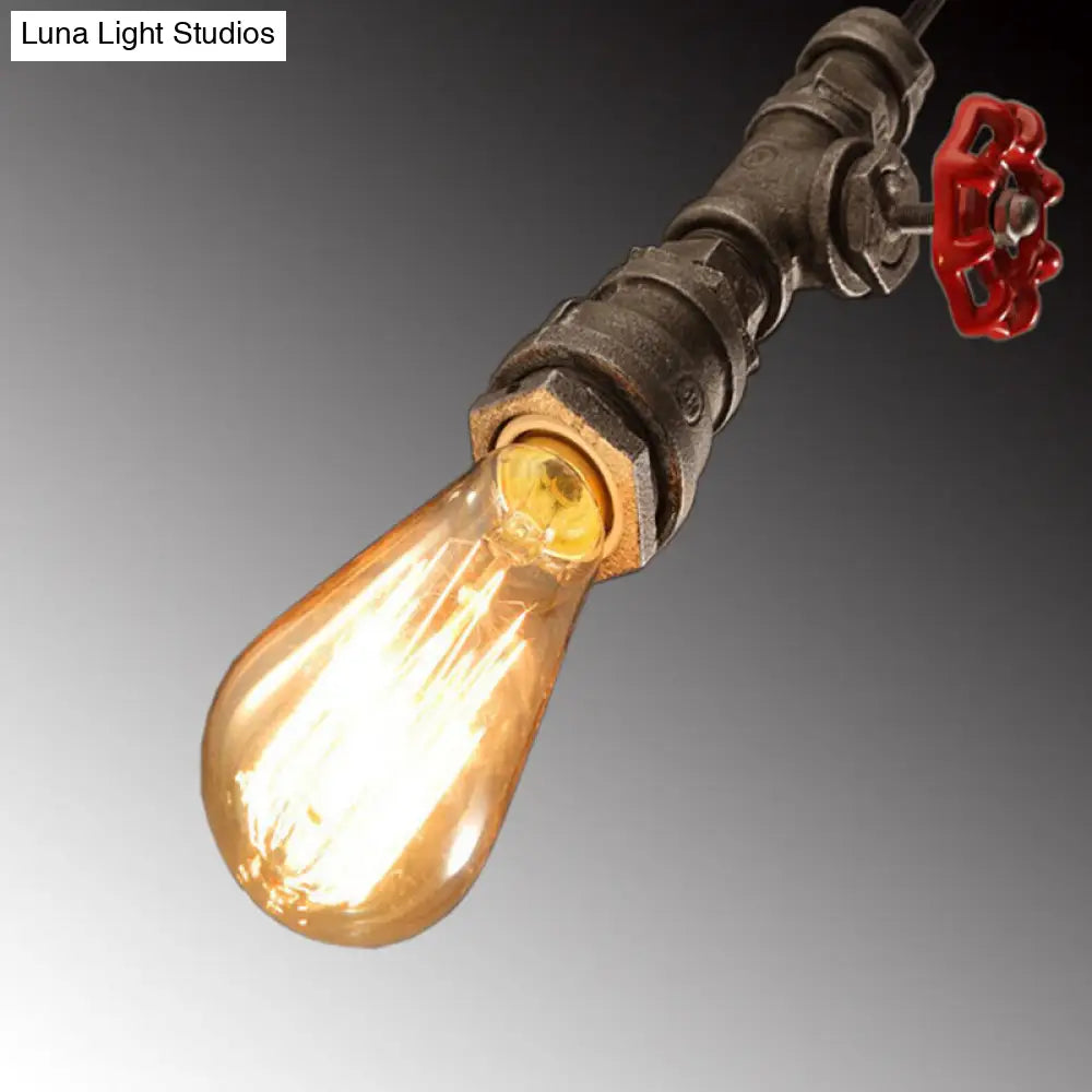 Industrial Iron Exposed Bulb Pendant Ceiling Light - Bronze Finish 1-Light Restaurant Down Lighting