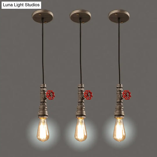 Iron Industrial 1-Light Pendant Ceiling Light With Exposed Bronze Bulb For Restaurant Down Lighting